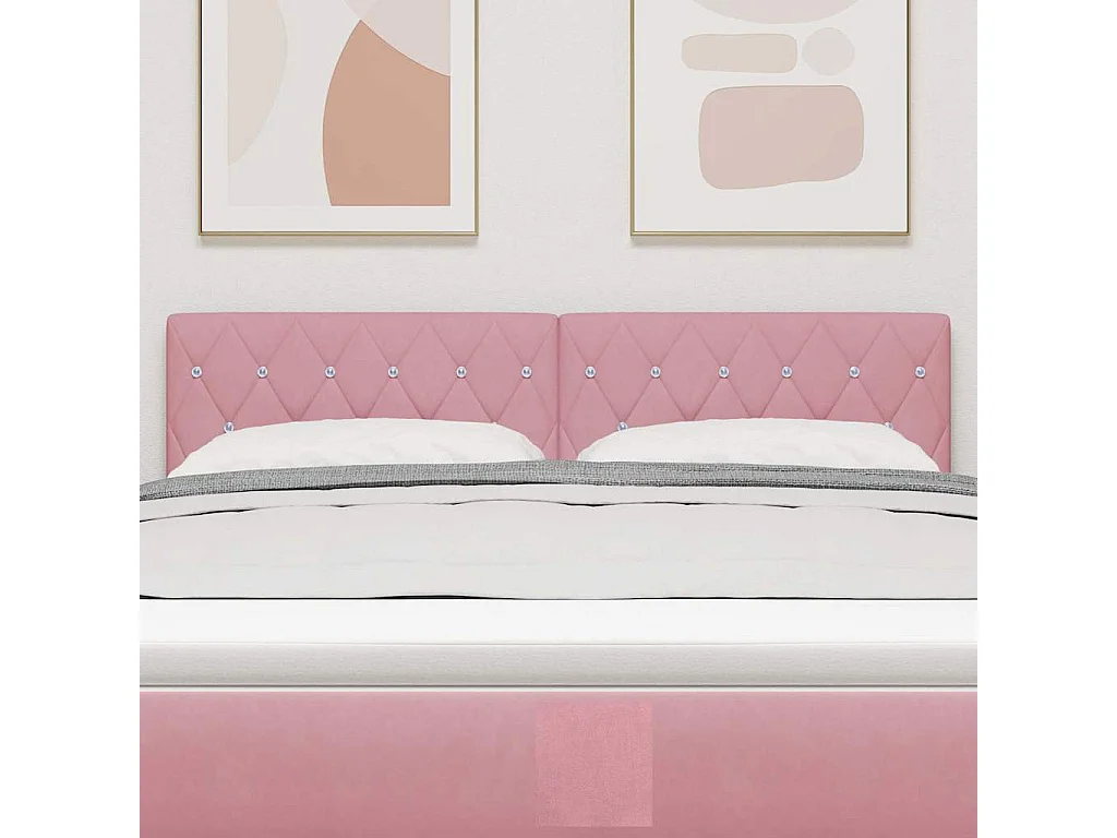 Tête de Lit LED avec des lumières à LED Rose 144 cm Velours