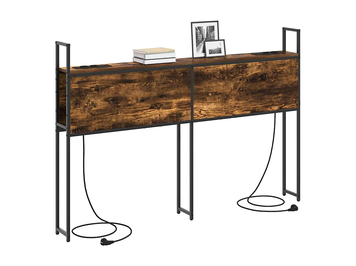 Tête de lit avec Station de Charge Chêne fumé 140 cm