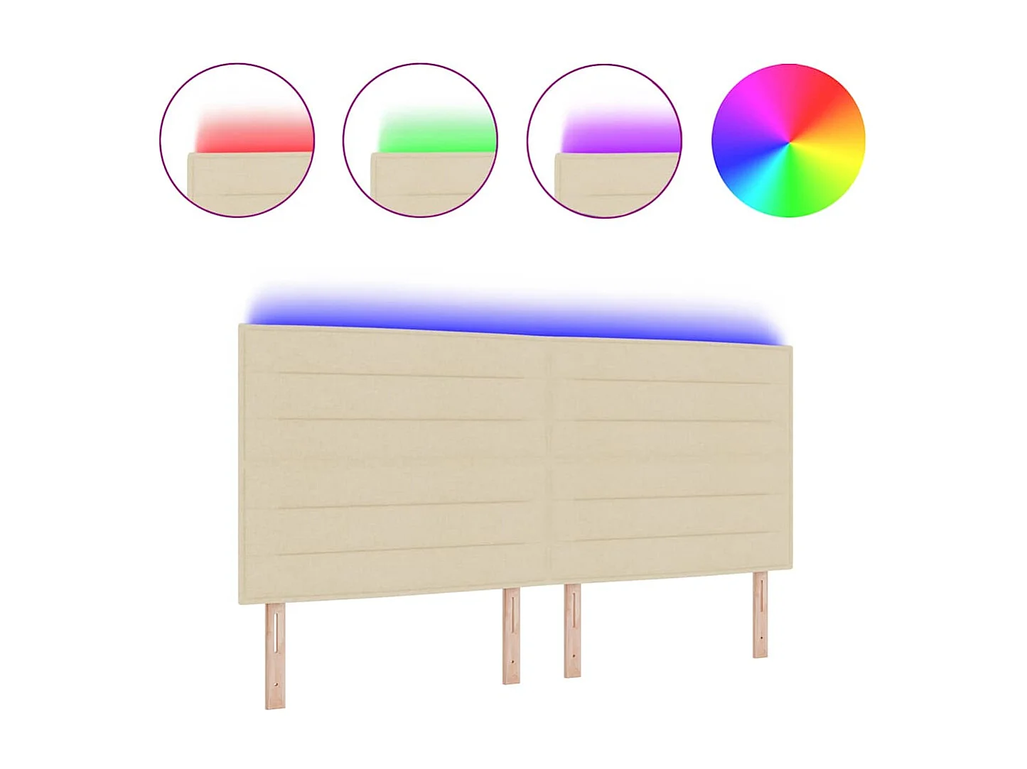 Cabecero LED con luces de tiras LED Manual Crema 200 cm tela