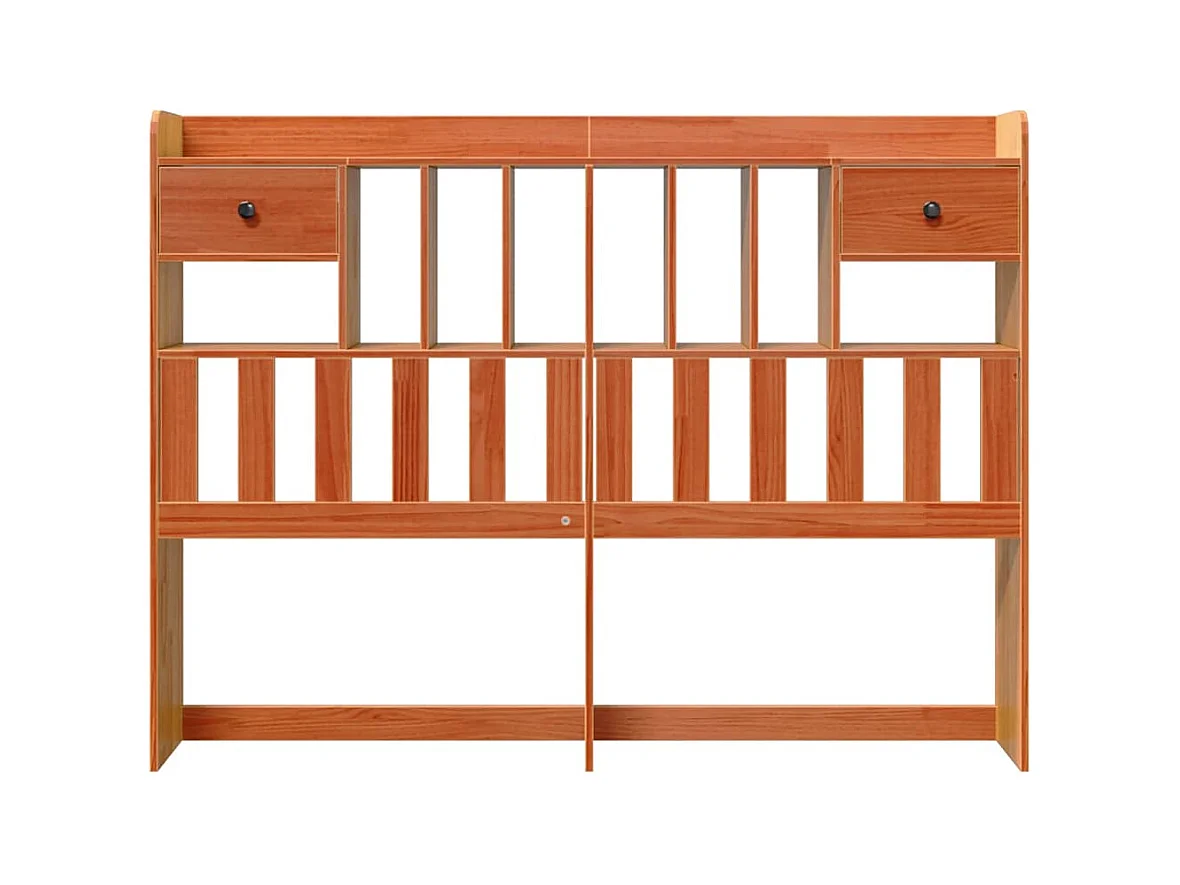 Tête de lit avec rangement cire marron 140cm bois massif de pin