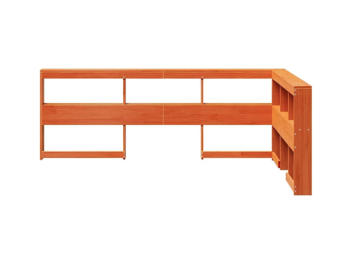 Tête de lit de bibliothèque en forme de L bois massif de pin