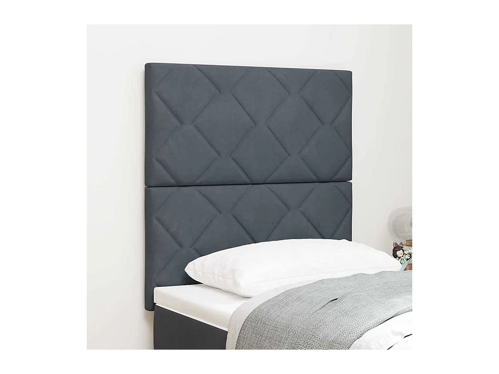 Cabecero LED Geométrico Manual Gris oscuro 80 cm Terciopelo