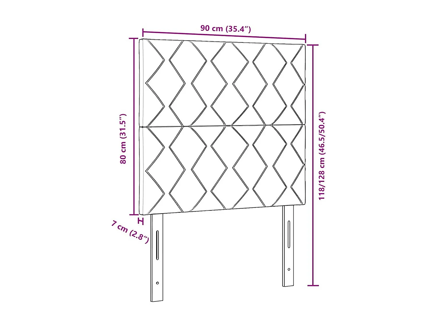 Hoofdbord Wandgemonteerd Geometrisch Donkergroen 90 cm Fluweel