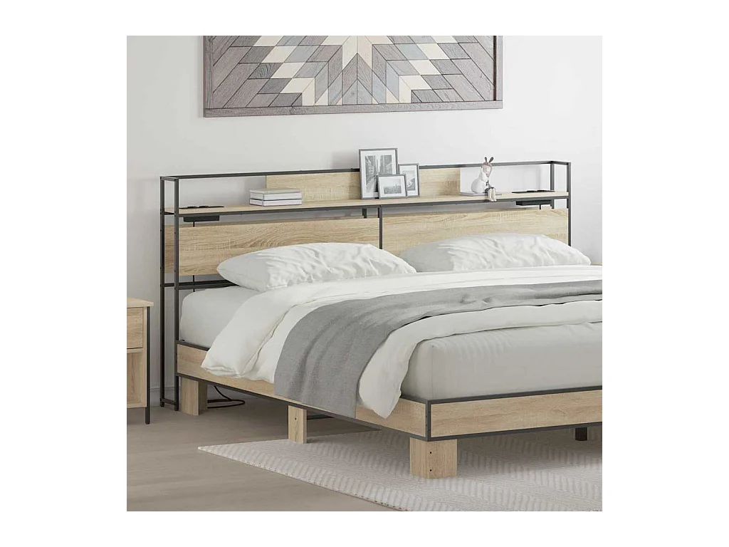 Tête de lit de rangement Chêne sonoma 200 cm Bois d'ingénierie