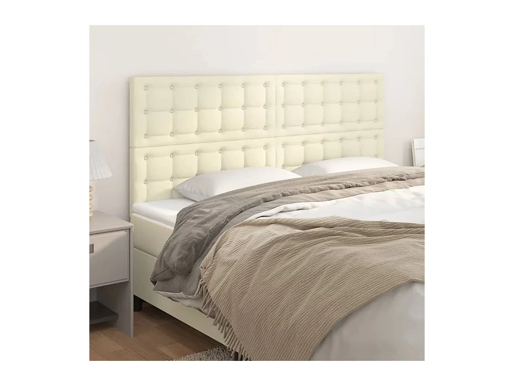 Cabeceros 4 unidades cuero sintético color crema 80x5x78/88cm