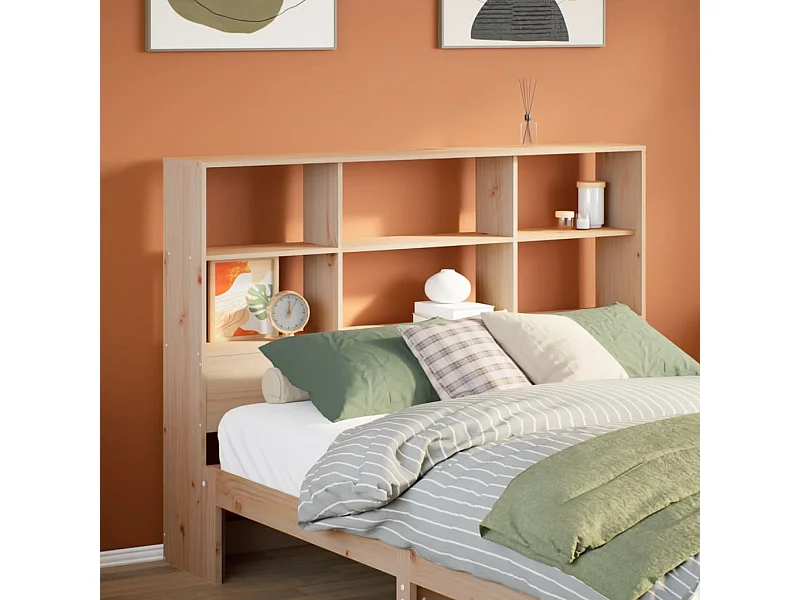 Tête de lit avec rangement 150 cm bois massif de pin