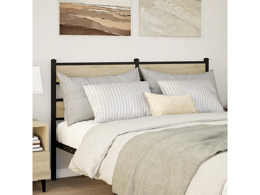Tête de lit chêne sonoma 140 cm fer et bois d’ingénierie