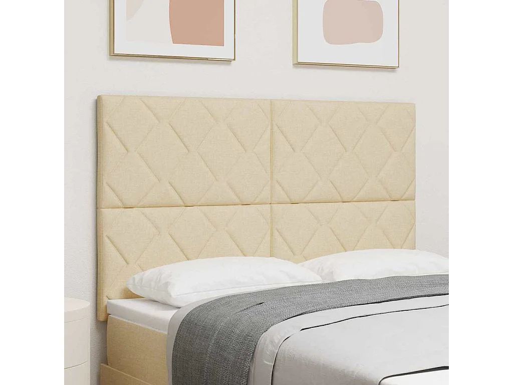 Cabecero de Tela Geométrico con cabecera Crema 160 cm tela