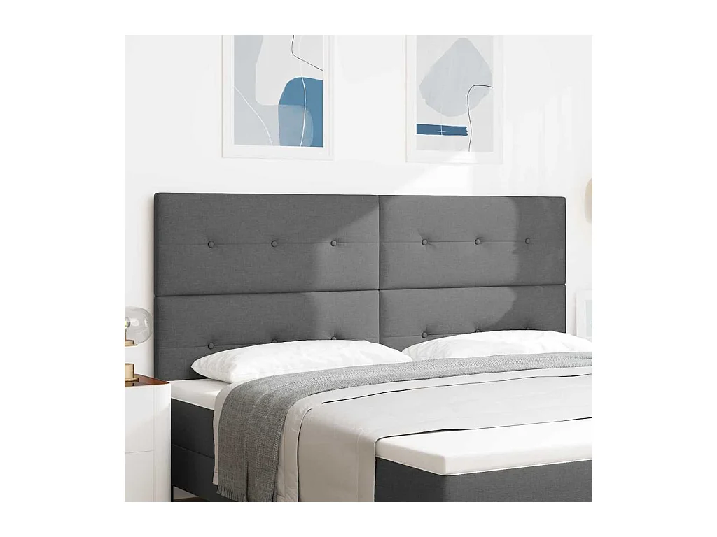 Tête de lit avec tête de lit Gris foncé 200 cm tissu