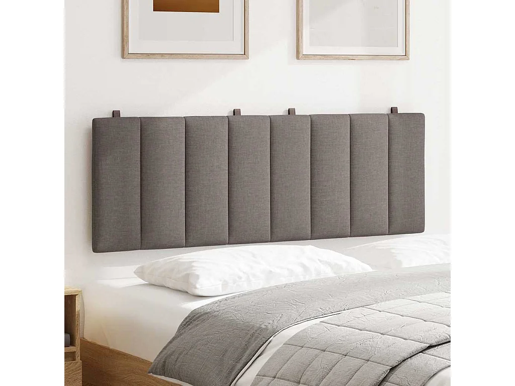 Cabecero de cama acolchado tela gris taupé 140 cm