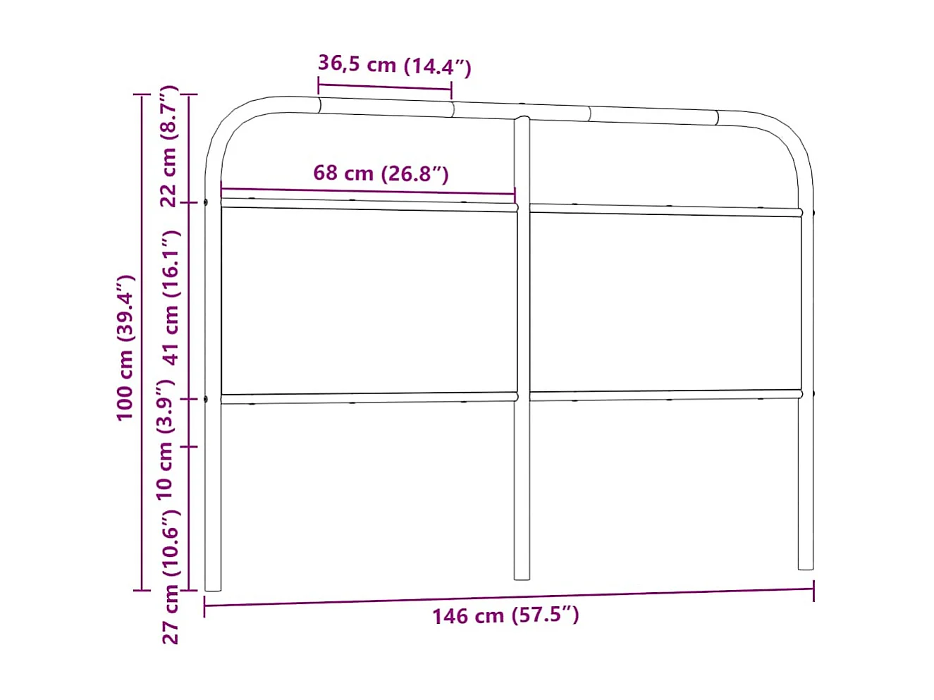 Cabecero de acero y madera de ingeniería roble ahumado 140 cm