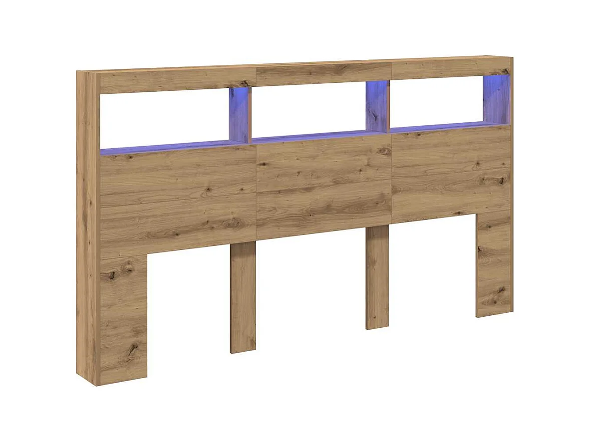 Armoire tête de lit avec LED chêne artisanal 180x17x102 cm
