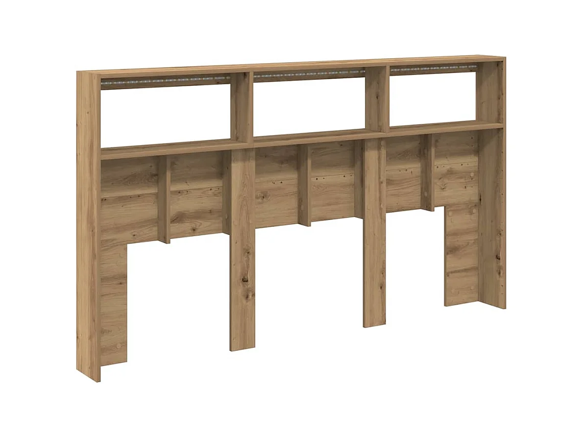 Armoire tête de lit avec LED chêne artisanal 180x17x102 cm