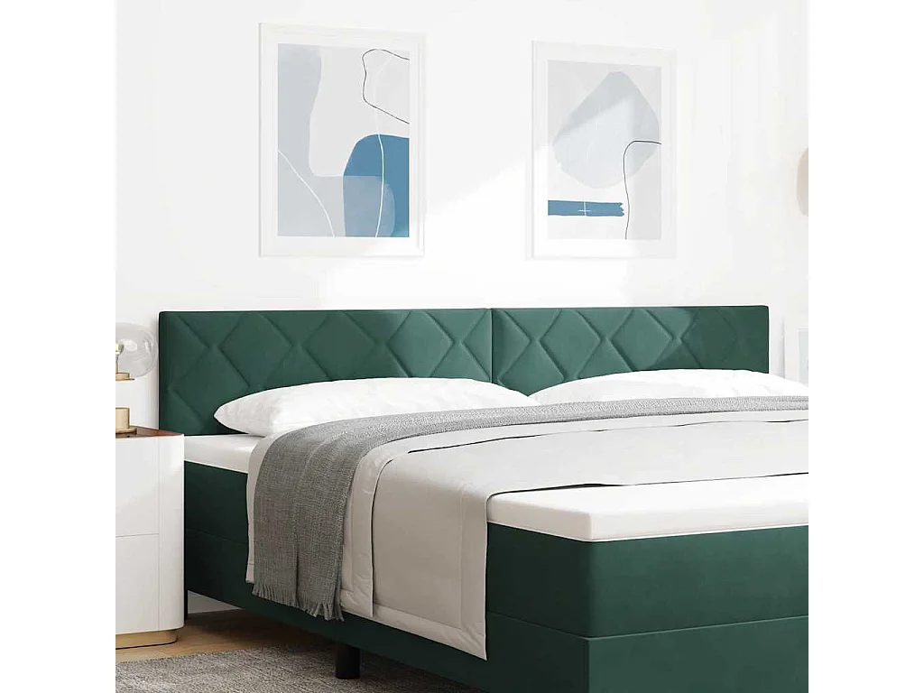 Tête de lit Montage mural Géométrique Vert foncé 200 cm Velours