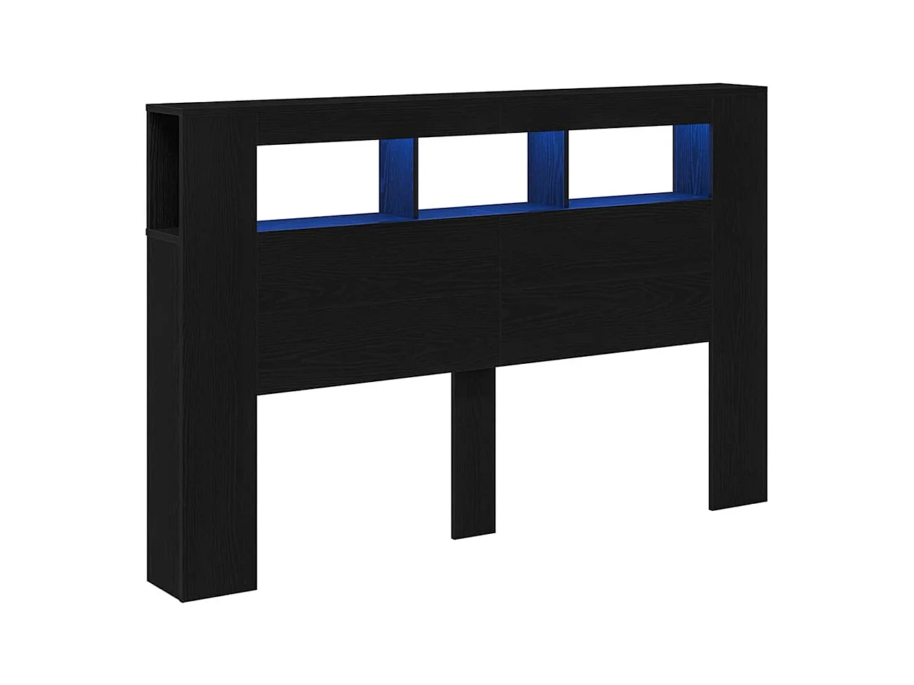 Cabecero LED con estante Roble negro 160 x 18.5 x 103.5 cm