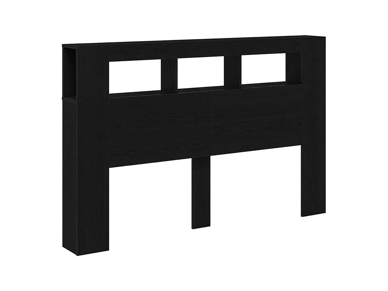 Cabecero LED con estante Roble negro 160 x 18.5 x 103.5 cm