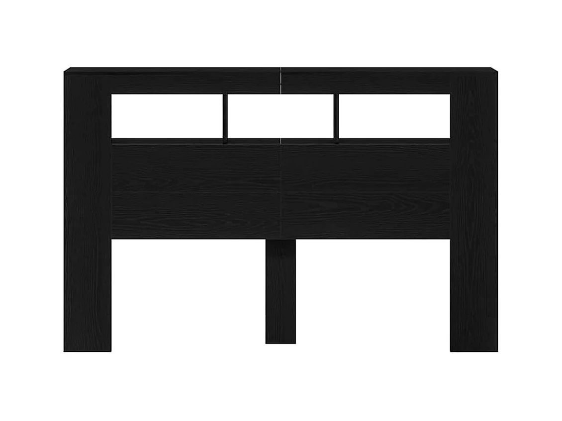 Cabecero LED con estante Roble negro 160 x 18.5 x 103.5 cm