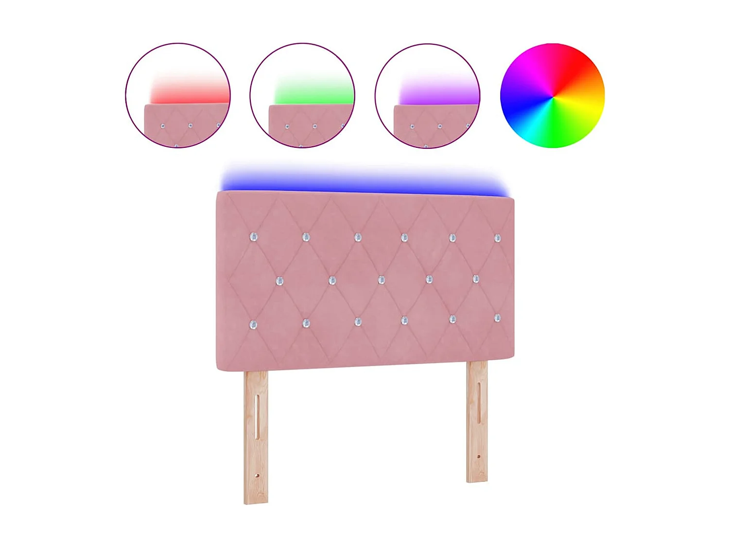 Tête de Lit LED avec des lumières à LED Rose 80 cm Velours