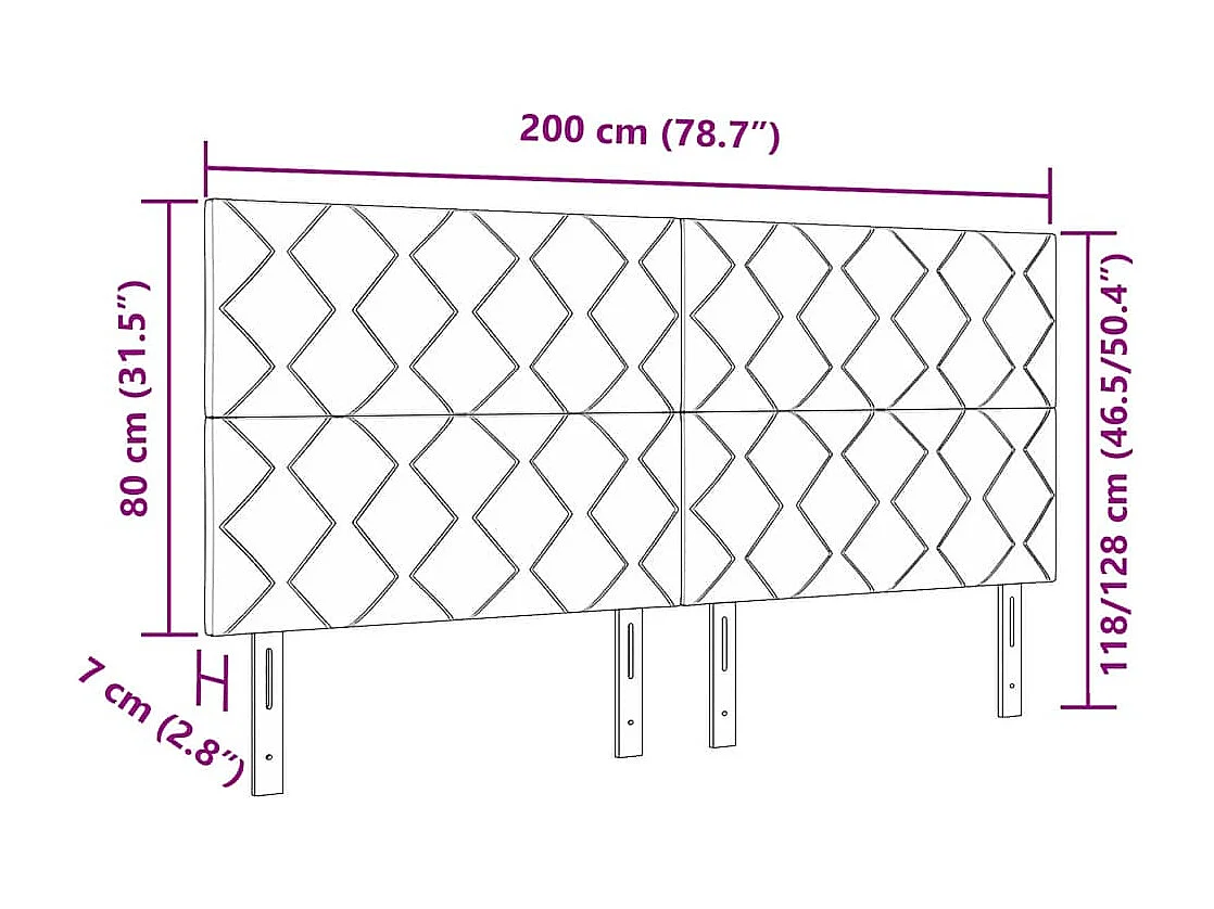 Cabeceira de Tecido Geométrico Cinzento-claro 200 cm tecido