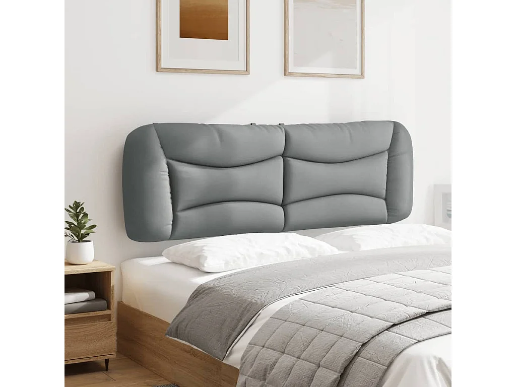 Cabecero de cama acolchado tela gris claro 152 cm