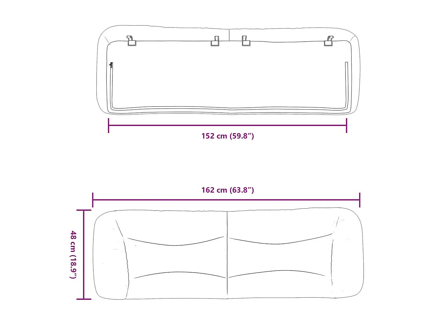 Cabecero de cama acolchado tela gris claro 152 cm