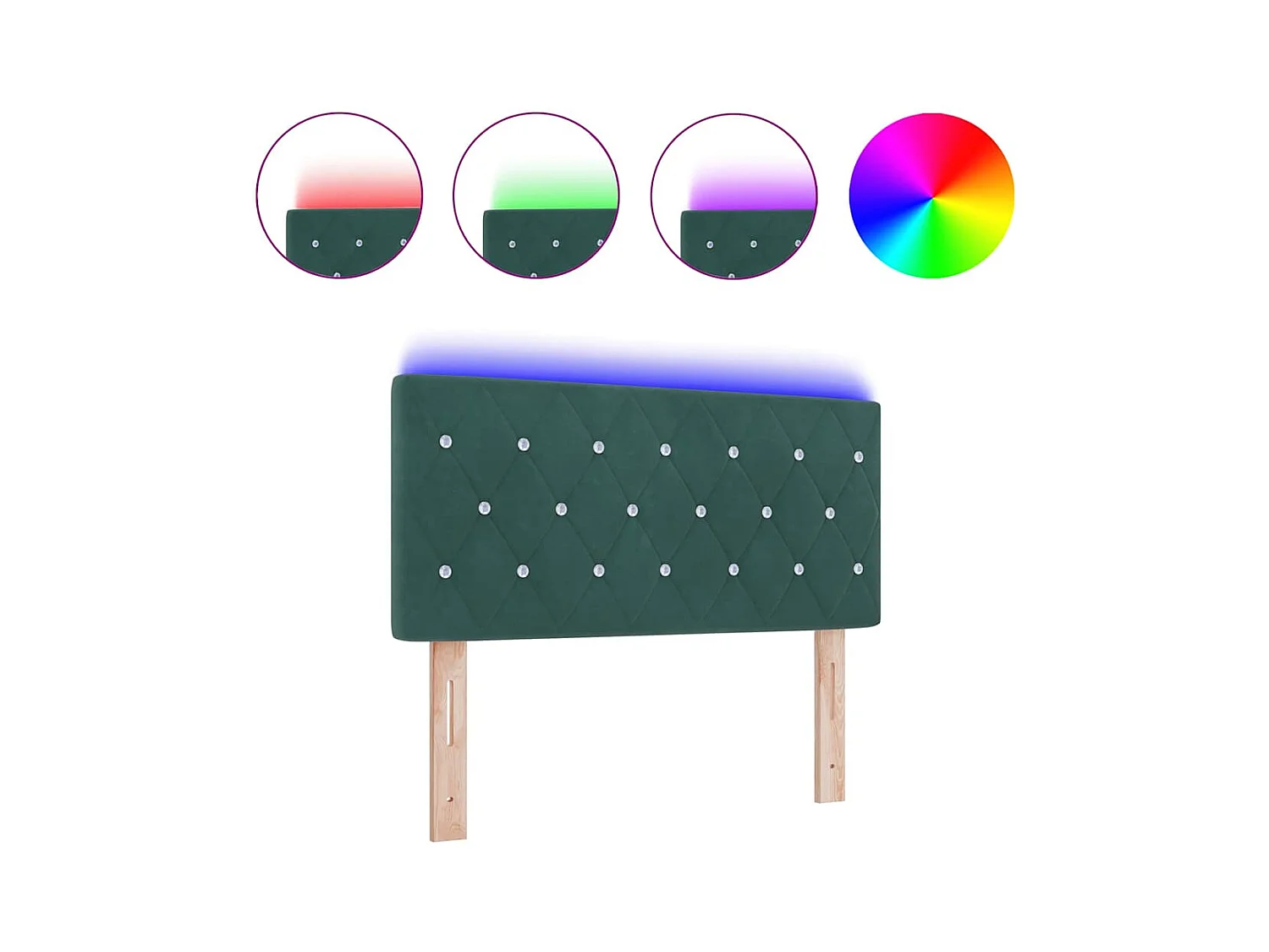 Tête de Lit LED Argyle Vert foncé 90 cm Velours