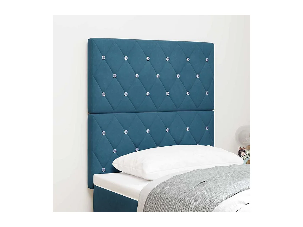 Tête de Lit LED Argyle Bleu foncé 80 cm Velours