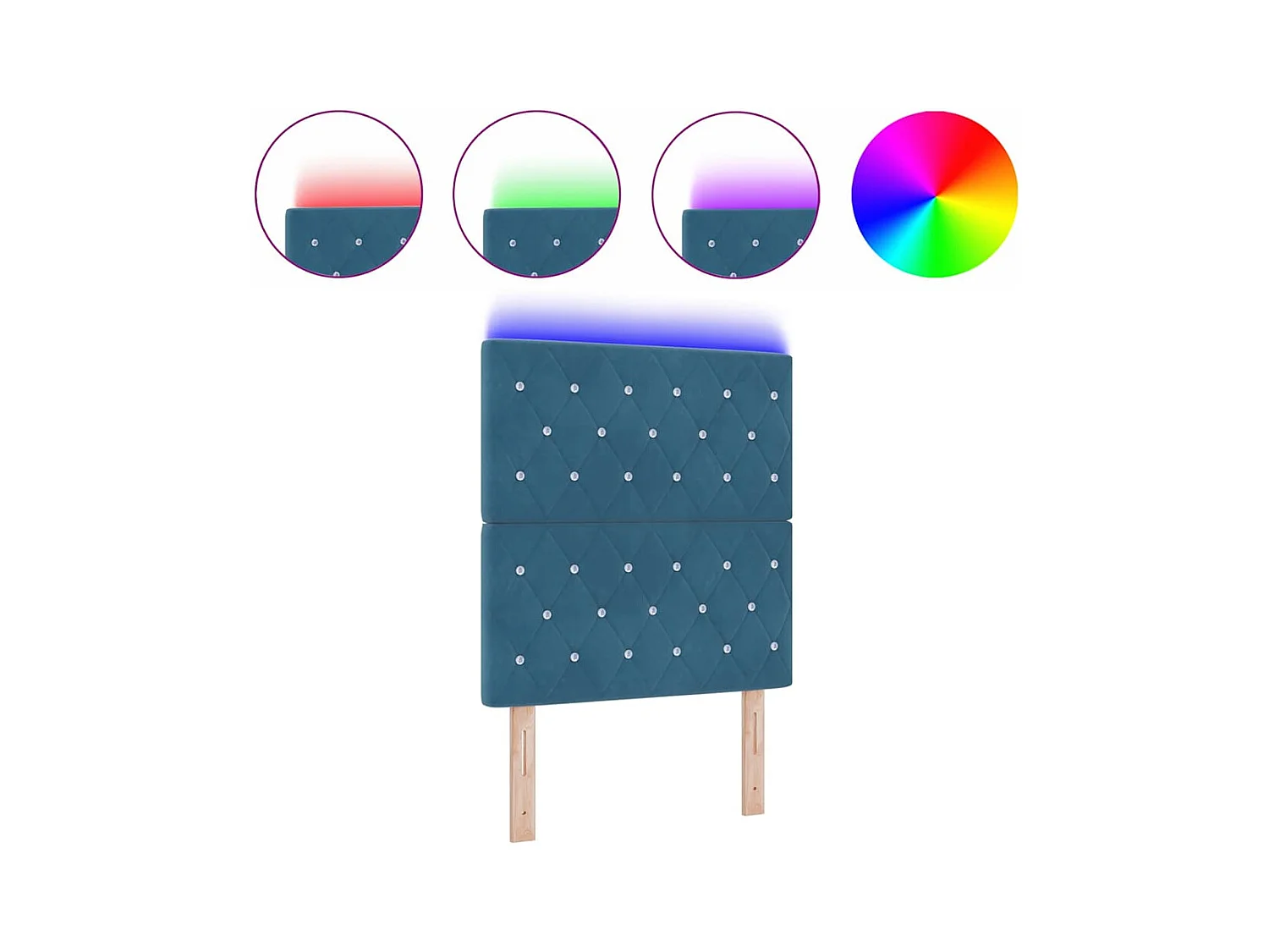 Tête de Lit LED Argyle Bleu foncé 80 cm Velours