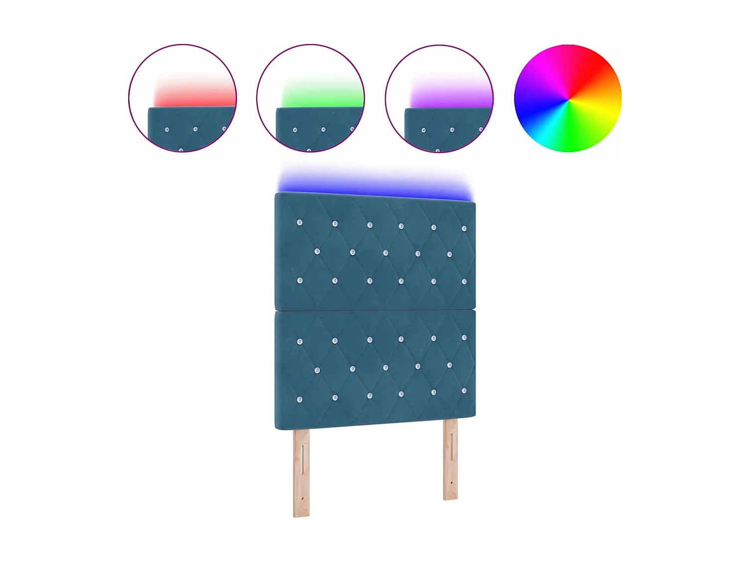 Tête de Lit LED Argyle Bleu foncé 80 cm Velours