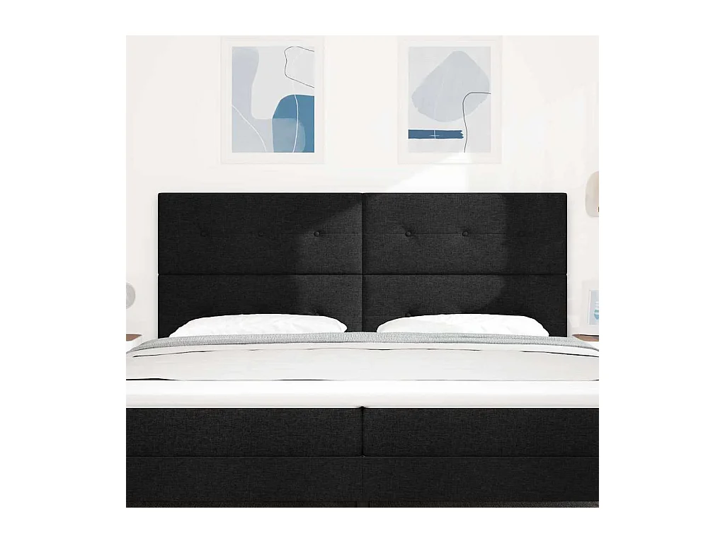 Cabeceira LED com luzes de tira LED Manual Preto 200 cm tecido