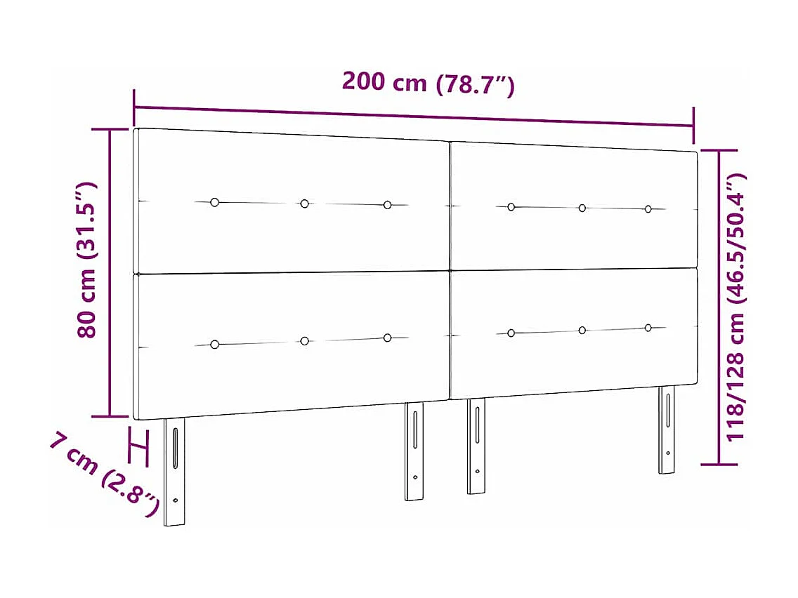 Cabeceira LED com luzes de tira LED Manual Preto 200 cm tecido