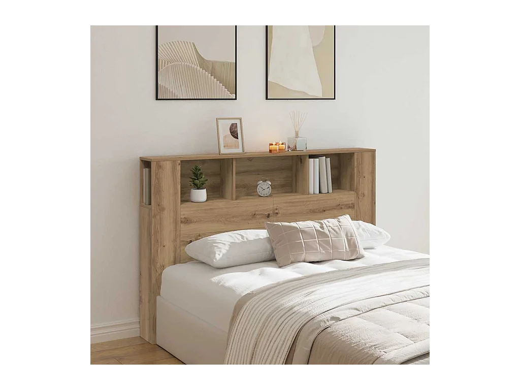 Armoire de tête de lit chêne artisanal 160x18,5x103,5 cm