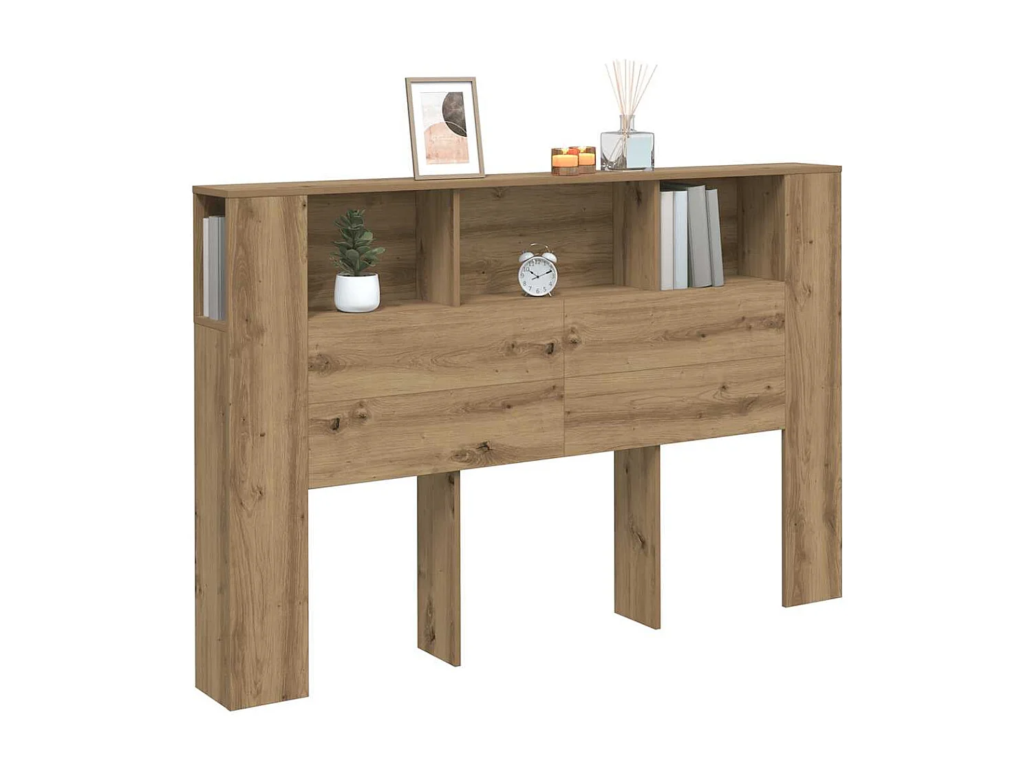 Armoire de tête de lit chêne artisanal 160x18,5x103,5 cm