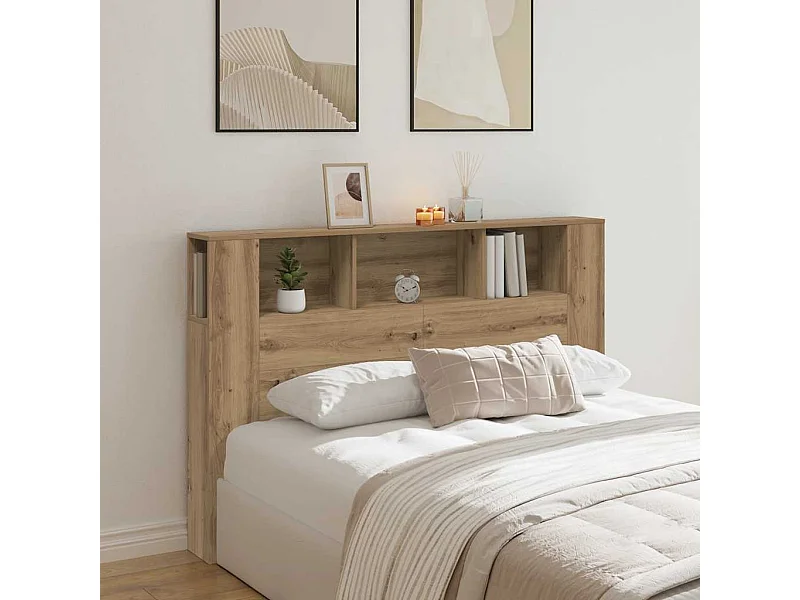 Armoire de tête de lit chêne artisanal 160x18,5x103,5 cm