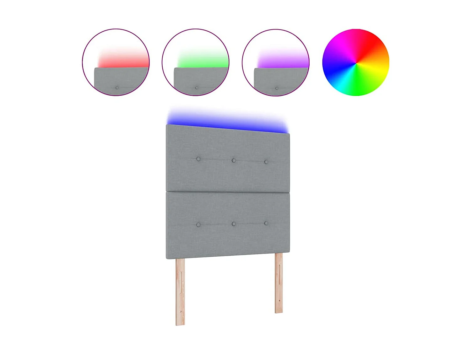 Cabecero LED con luces de tiras LED Gris claro 80 cm tela