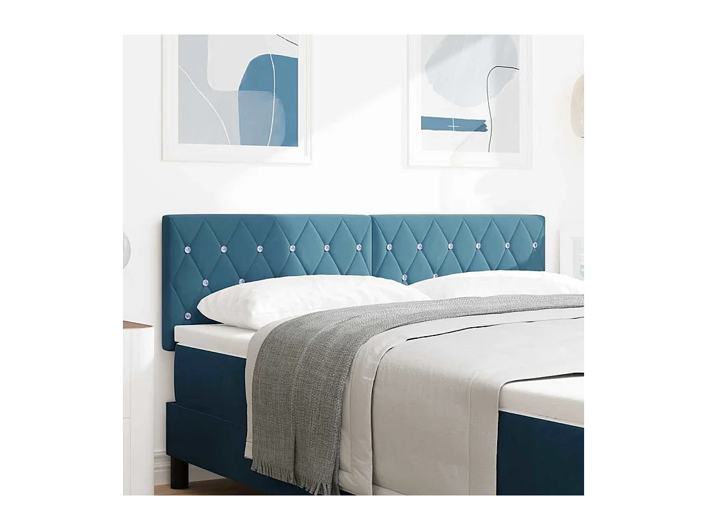 Tête de Lit en Velours Argyle Bleu foncé 140 cm Velours