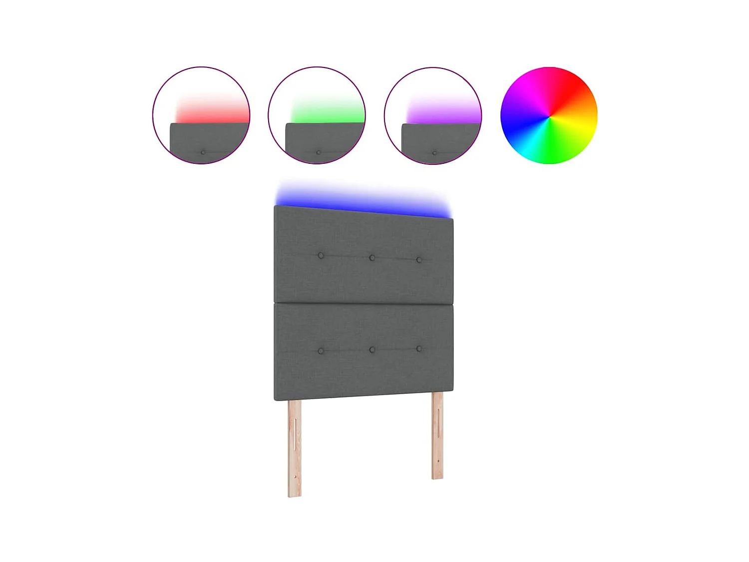 Tête de Lit LED avec des lumières à LED Gris foncé 100 cm tissu