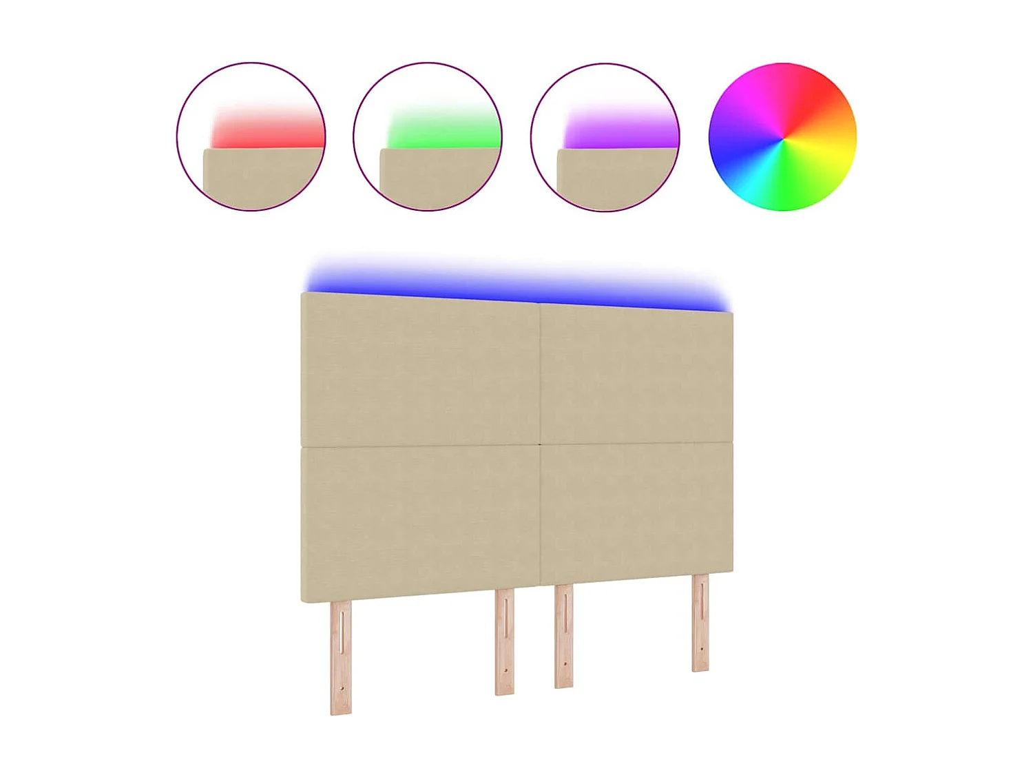 Tête de lit LED avec des lumières à LED Vert gris 144 cm tissu