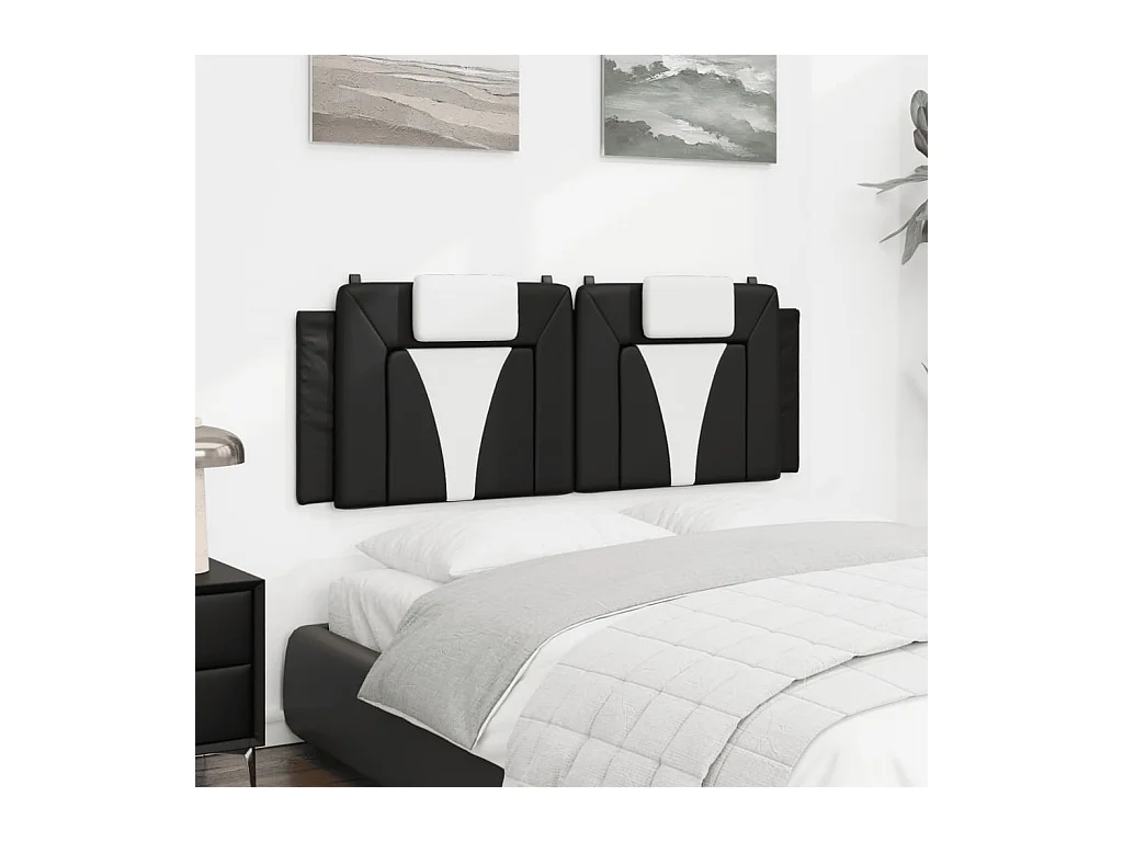 Tête de lit noir et blanc 152 cm similicuir