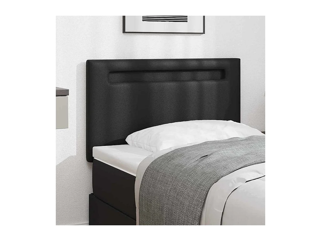 Cabecero con luces de tiras LED con cabecera Negro 100 cm PVC