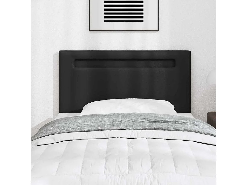 Tête de lit avec des lumières à LED Noir 100 cm PVC