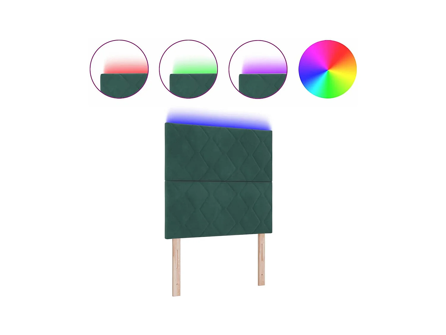 Tête de Lit LED Géométrique Vert foncé 100 cm Velours