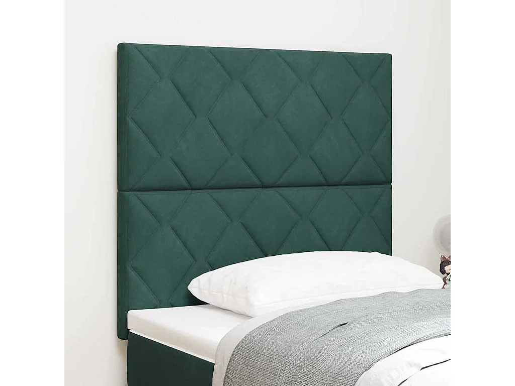 Tête de Lit LED Géométrique Vert foncé 100 cm Velours