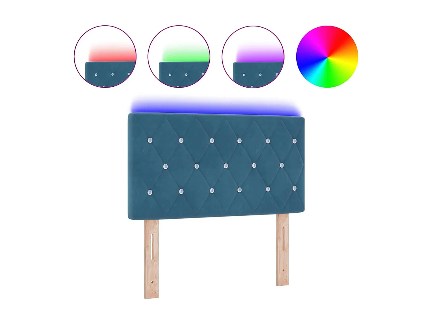 Tête de Lit LED Argyle Bleu foncé 80 cm Velours