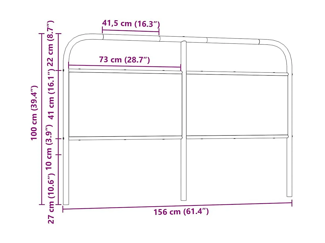 Cabecero de acero y madera de ingeniería roble Sonoma 150 cm