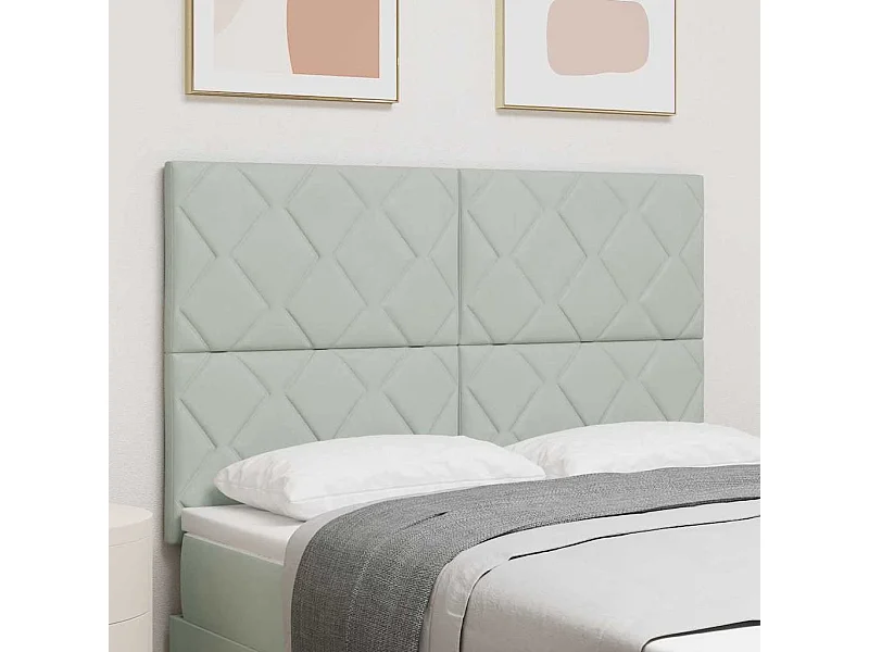 Tête de lit Montage mural Géométrique Gris clair 144 cm Velours