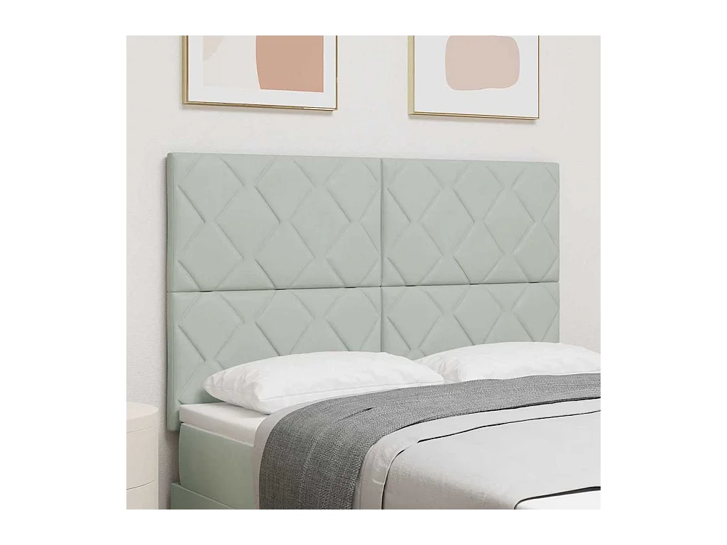 Tête de lit Montage mural Géométrique Gris clair 144 cm Velours