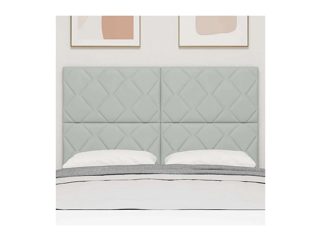 Tête de lit Montage mural Géométrique Gris clair 144 cm Velours