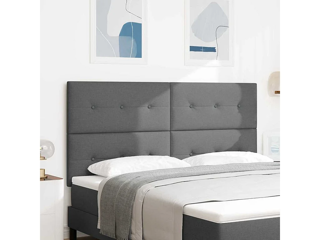 Tête de Lit LED avec des lumières à LED Gris foncé 180 cm tissu