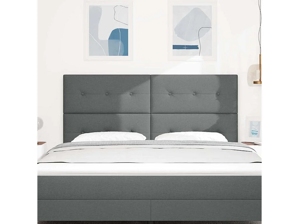 Tête de Lit LED avec des lumières à LED Gris foncé 180 cm tissu